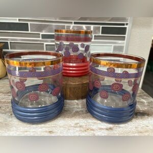 Vintage Sakura Sango Sue Zipkin Swirl Whisky Low Ball Glasses